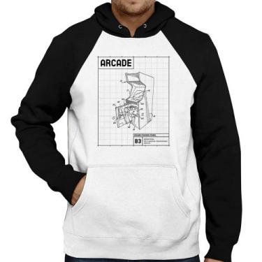 Imagem de Moletom Arcade Fliperama Projeto - Foca na Moda, Branco, Preto, M