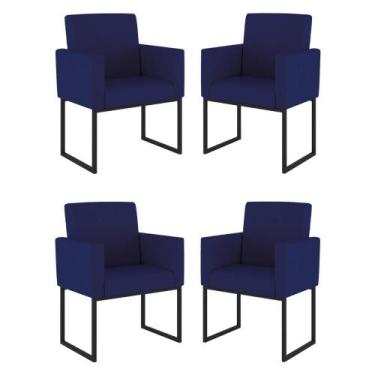 Imagem de Kit 04 Cadeiras Poltrona Decorativa para Sala Quarto Preto - Balaqui D