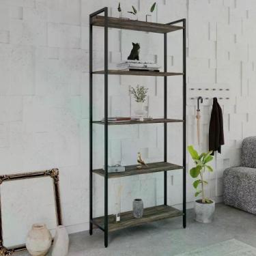 Imagem de Estante Dynamica Industrial 4 Nichos 80 cm - Carvalho Dark/Preto - Yes