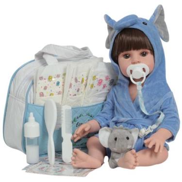Imagem de Boneco Reborn Realista Menino Enxoval Elefantinho Completo - Cegonha R