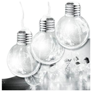 Imagem de Varal Cordão Fio De Luzes 10 Lâmpadas 220v Led 4,6m Foco Incandescente Luz Branca Natal Enfeite