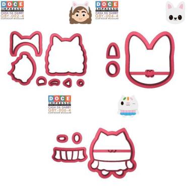 Imagem de Kit 3 Cortadores Gabby Casa Mágica Panda Dollhouse - DOCE IMPRESSO, 4,