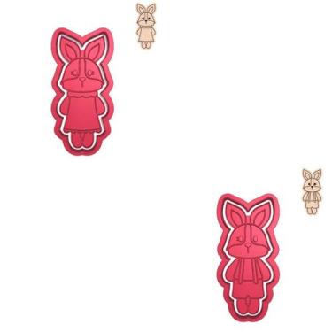 Imagem de Kit 2 Cortadores Biscoito Casal Coelho Páscoa Fofo em Pé - DOCE IMPRES