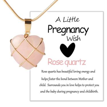 Imagem de Cartão de cura de desejos de gravidez de quartzo rosa para mulheres, presente de gravidez saudável, cartão de esperança para mulheres, presente de mãe para mães de primeira viagem, presente de