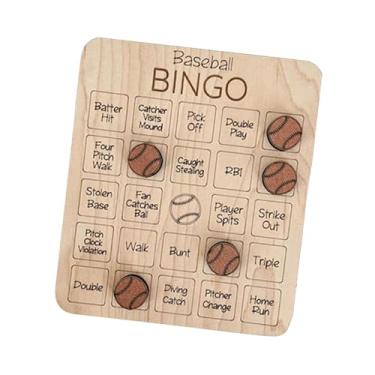 Imagem de YIJU Jogo de tabuleiro de bingo de madeira, jogo de mesa com tema esportivo tradicional, jogo noturno de madeira, Beisebol