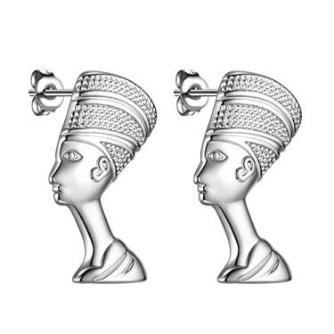 Imagem de beautlace Rainha Egípcia Nefertiti Colares/Brincos Prata/Ouro 18K Banhado a Arma Antiga Rainha Egípcia Nefertiti Conjunto de Joias Presente para Homens e Mulheres, Zircônia cúbica, Zircônia cúbica