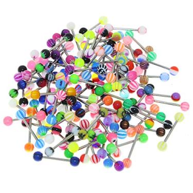 Imagem de Oasis Plus 50 peças/100 peças sem duplicação 14 g 316L aço cirúrgico piercing para mamilos halteres 6 mm bola acrílica, Plástico