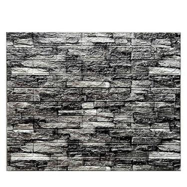 Imagem de Placa Painel Espuma 3D Autoadesivo Tijolinho Pietruzza - 70 x 77 cm - Espessura 6mm - 10 Peças (Canjiquinha Preta)