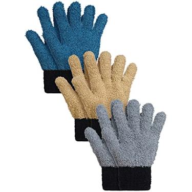 Imagem de Bencailor 3 pares de luvas de microfibra para limpeza de cozinha, luvas de limpeza reutilizáveis, para janelas, persianas, espelhos (azul escuro, cinza, cáqui e preto)
