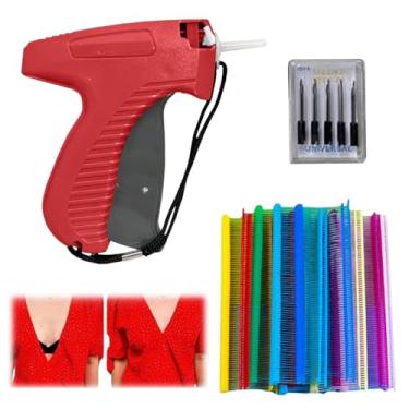 Imagem de Pistola de costura para roupas, mini pistola de costura de ponto rápido pistola de etiqueta de ponto fino para roupas kit de pistola de etiquetagem costurada com 4 agulhas, micro fixadores de várias
