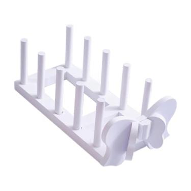 Imagem de WeiLaiKeQi Escorredor de pratos de madeira, suporte para escorredor de pratos, suporte para tampa de panela, organizador de cozinha, para decoração de de, Branco