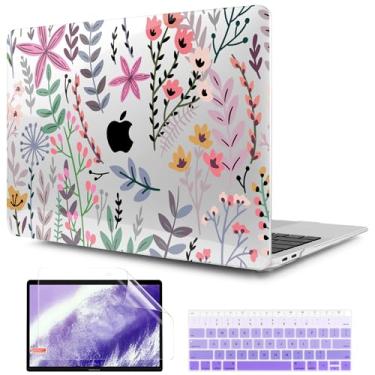 Imagem de TwoL Capa rígida de flor pequena transparente e capa de teclado de silicone com protetor de tela para MacBook Air 13" 2021 2020 2019 2018 versão modelo A2337 M1/A2179/A1932