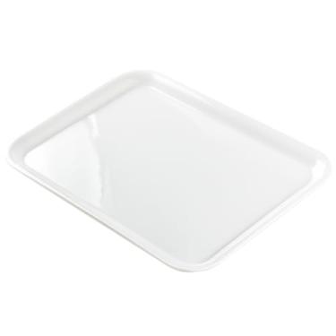 Imagem de Bandeja de melamina de 43 x 30 cm, bandeja de prato de jantar, travessa de servir para aperitivos, café da manhã, bebidas, churrascos e festas, branca