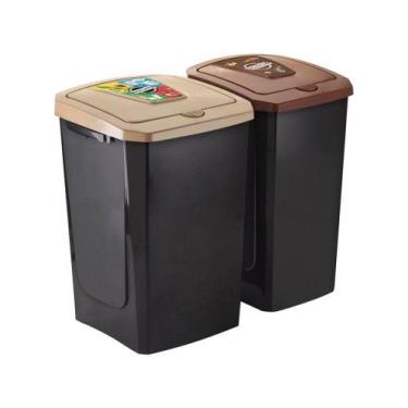 Imagem de Lixeira Reciclável com Tampa 2 Peças Arthi   - Estação Coleta Seletiva