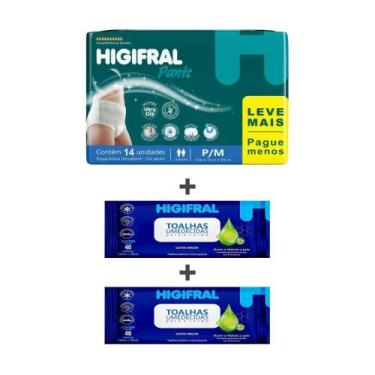 Imagem de Kit Fralda Higifral Pants + 2 Toalhas Umedecidas Higifral, P/M
