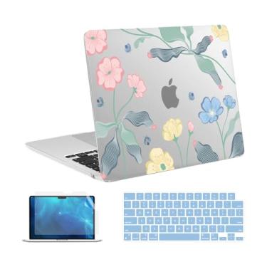 Imagem de Instellar Capa compatível com MacBook Air de 13,6 polegadas versão 2023 2022 M2 A2681 com tela de retina líquida, capa rígida antiderrapante totalmente ventilada + capa de teclado + película de tela,