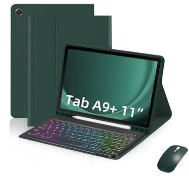 Imagem de Camada de teclado para Galaxy Tab A9 Plus 11 ", Touchpad Layer Back Round Keys e Mouse Teclado de cor agradável removível Touch Keyboard Layer