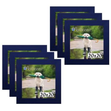 Imagem de Kit 6 Porta Retrado Molduras 20x20 Azul - Santamaria Molduras