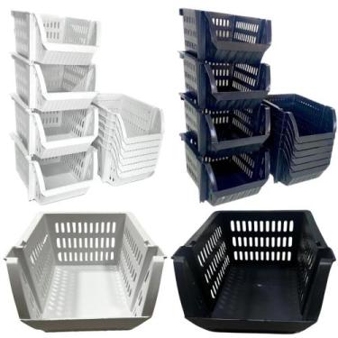 Imagem de Kit com 10 Cestos Organizadores Empilháveis Mini Cesto Ideal para Arma