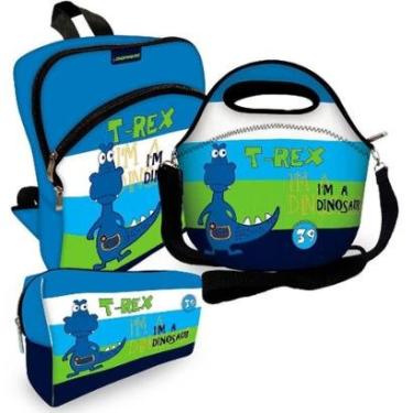 Imagem de Kit Escolar Plus com Mochila Plus + Lancheira + Necessaire Plus - ISOPRENE - T-Rex-Unissex