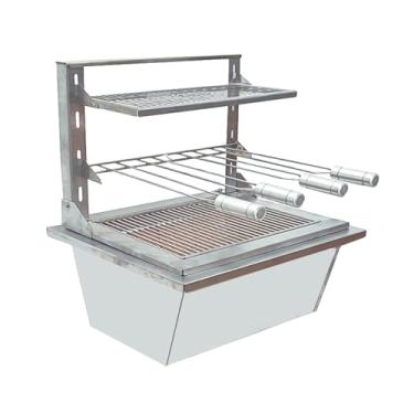 Imagem de LAURINDOS, Kit Braseiro Suporte Suspenso Prime Inox 42x34 Espeto Grelha