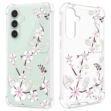 Imagem de GREATRULY Capa transparente floral para Galaxy S23 FE para mulheres/meninas, capa de telefone bonita para Samsung Galaxy S23FE, design de flor, fina, macia, transparente, à prova de quedas, capa protetora de silicone TPU FL-T
