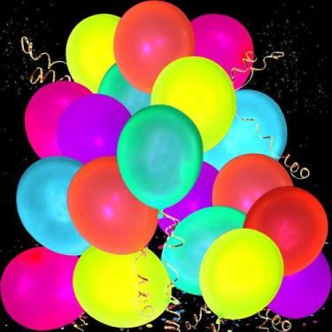 Imagem de Balões de Neon UV que Brilham no Escuro - Pacote com 110 Peças para Fe