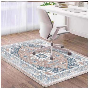 Imagem de Fuzorise Tapete de cadeira de escritório para piso de madeira, tapete de cadeira de mesa para cadeiras de rodas, tapete de cadeira de jogos de computador retangular para escritório, protetor de piso