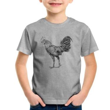 Imagem de Camiseta Infantil Galo Desenho - Foca na Moda, Cinza, 2