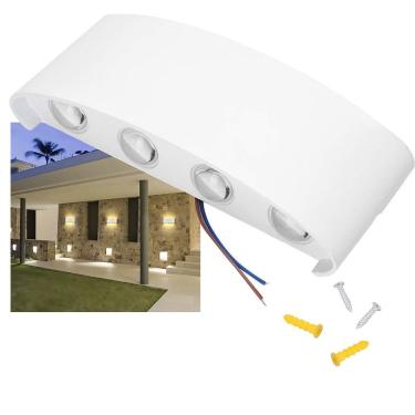 Imagem de Arandela Luminaria Parede 8W Iluminaçao 8 Fachos Bivolt Luz Led Externa Rua Casa Garagem