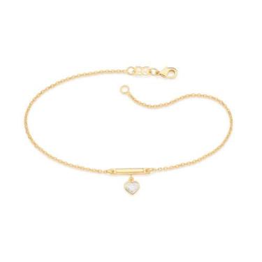 Imagem de Tornozeleira Rommanel Pingente Coração Banhado A Ouro 550354