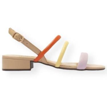 Imagem de Sandália Multicolorida Tira Tripla Bloco Anacapri Feminino Nude-Feminino