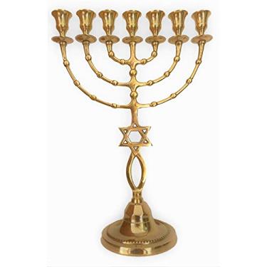 Imagem de Salomons Menorah 6821 15.5", Antique Replica Solid Brass/Copper Menorah Candles 7 Branch Beautiful Menorah from Israel from The holy Land Jerusalem Antik Jewish minora