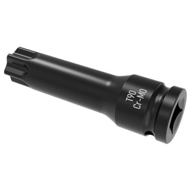 Imagem de Skweawert Chave de 1/5.1 cm T90 (90 mm) Totx soquete de broca de impacto de 6 pontos métrico 7,6 cm comprimento Cr-Mo Steel Air Drive Alongamento Adaptador de soquete de chave de fenda Use com chaves