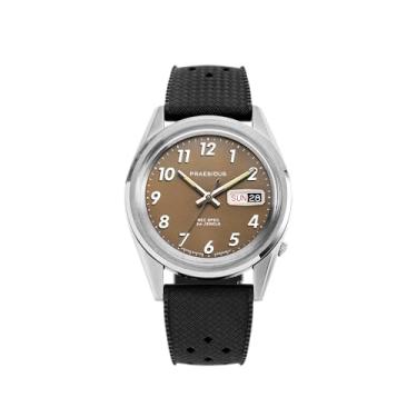 Imagem de  |   – Relógios para homens, Relógios de pulso masculinos – Campo militares – Caixa de 38 mm, mostrador marrom cáqui, pulseira de borracha tropical preta, relógio automático, presentes para homens