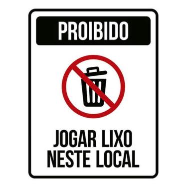 Imagem de Kit 10 Placa Jogar Lixo Neste Local Com Ícone 36X46