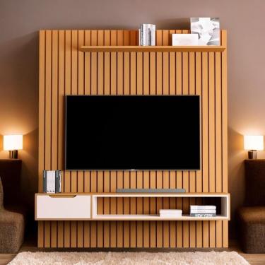 Imagem de Home Para Tvs 80 Tucumã Ripado 1.8 Nature Jb Móveis