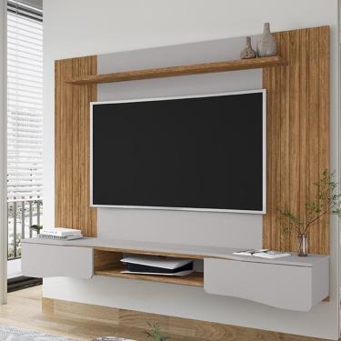 Imagem de Painel Suspenso Buzios Sala Tv Até 60 Polegadas Com 2 Portas Cinamomo/Off White
