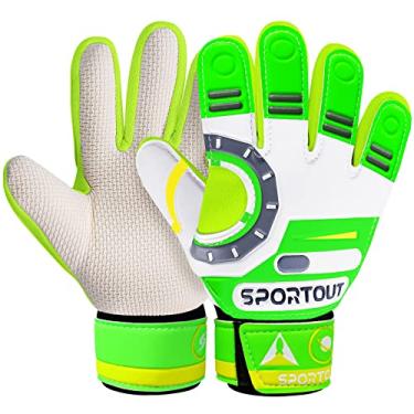 Imagem de Sportout Luvas De Goleiro Infantil, Luvas De Futebol Com Dupla Proteção Para O Pulso E Material De Látex Antiderrapante E Resistente Ao Desgaste Para Evitar Lesões (Verde Astronauta, Tamanho 6)