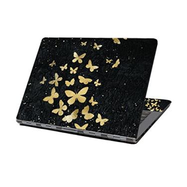Imagem de Decalque adesivo de película para laptop, 12" 13" 13" 14" 15" 15" 15" 15" 15" 15,6" capa protetora para laptop Toshiba Hp Samsung Dell Apple Acer Leonovo Sony Asus Notebook (Golden Butterflies)