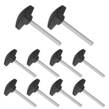 Imagem de CoCud Puxadores em T Parafuso de polegar, rosca macho M6 x 60 mm, parafuso de aperto de polegar T de plástico parafuso roscado puxadores de mão, (Aplicações: para tornos de máquinas), 10 peças