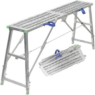 Imagem de Escada de andaime de aço multiuso com altura ajustável para lavar veículos e limpar janelas (140 cm)