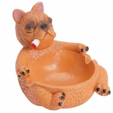 Imagem de Cinzeiro de mesa de resina criativa cinzeiros de mesa para interior elegante bonito divertido para fumar para uso doméstico ornamentos de escritório (cor: amarelo, tamanho: L)