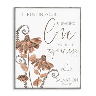 Imagem de Stupell Industries Trust In Your Unfailing Love Arte giclée emoldurada cinza, design de Annie LaPoint, 40,6 x 50,8 cm