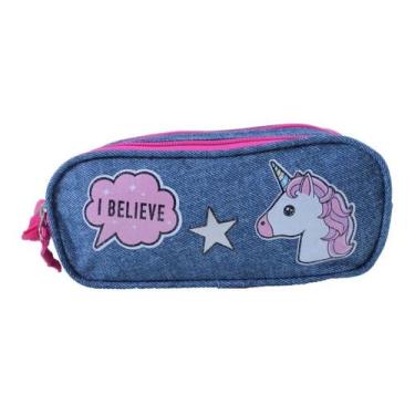 Imagem de Estojo Escolar Unicórnio I Believe Clio Com 2 Compartimentos Rosa - Cl