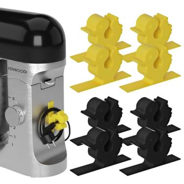 Imagem de Organizadores de cabos em forma de pato, pacote com 8 organizadores de arame de eletrodomésticos fofos com adesivo super pegajoso, para utensílios de cozinha, batedeira, cafeteira, panela de pressão