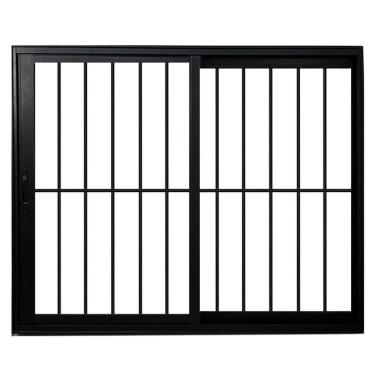 Imagem de Janela Vitro 2 Folhas com Grade de Correr Alum. Preto Linha Veneza 100x100 Preto