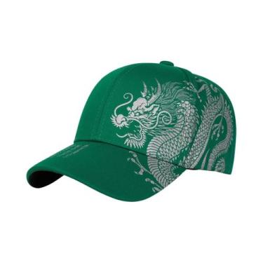 Imagem de Boné Snapback Ajustável com Estampa de Dragão Dourado - Unissex - Prot