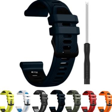 Imagem de Pulseira Para Garmin Forerunner 965 955 945 935 22mm + Chave - QUIBARATO (AZUL ESCURO COM PRETO)