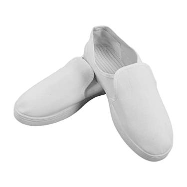 Imagem de Sapatos de prova estática GRCFUMO, sapatos confortáveis ​​em tela de pvc, sapatos de trabalho anti -estático brancos para a indústria de eletrônicos, sala de limpeza (40)